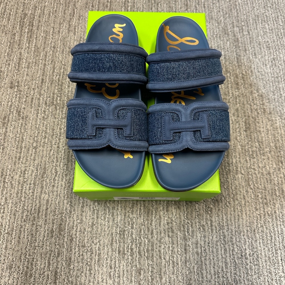 Sam Edelman Denim Blue Slide Sandals